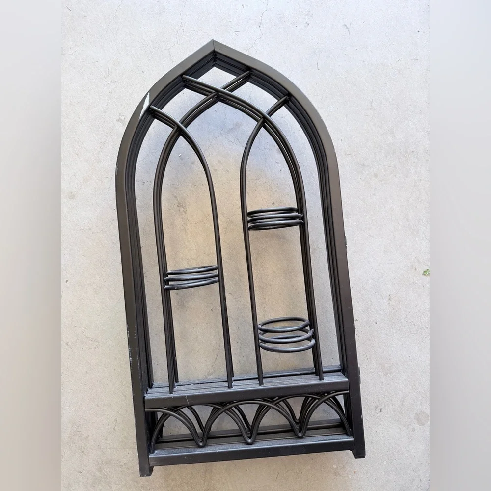 Elegant Black Metal Candle Holder Decor trifold stand